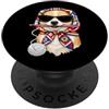 Vintage Retro Knitting Cute Lover Women Filato quadrato per uncinetto con chihuahua, per amanti dell'uncinetto PopSockets PopGrip Adesivo