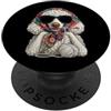 Vintage Retro Knitting Cute Lover Women Gomitolo quadrato per uncinetto, motivo: barboncino e nonna, per amanti dell'uncinetto PopSockets PopGrip Adesivo