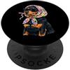Vintage Retro Knitting Cute Lover Women Filato quadrato all'uncinetto per cani Pinscher in miniatura Minpin Granny PopSockets PopGrip Adesivo