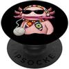 Vintage Retro Knitting Cute Lover Women Axolotl Amphibian Granny - Filato quadrato per uncinetto PopSockets PopGrip Adesivo
