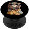 Vintage Retro Knitting Cute Lover Women Orange Cat Tabby Cat Granny Square Crochet Filato per uncinetto PopSockets PopGrip Adesivo
