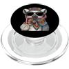 Vintage Retro Knitting Cute Lover Women Lemur - Filato quadrato per uncinetto con coda ad anello PopSockets PopGrip per MagSafe