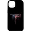 Paint Dripping Patriotic 4th of July US Custodia per iPhone 13 Elicottero Pilota Aviazione Bandiera Americana USA Drip Graffiti