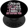Magliette e regali InGENIUS Christian So Gesù giocatore di softball Coquette Bow Christian Girl Game PopSockets PopGrip Adesivo