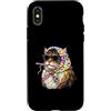 Vintage Retro Knitting Cute Lover Women Custodia per iPhone X/XS Maine Coon Cat Granny Square Crochet Yarn Crochet Lover