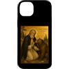 Icone epiche ortodosse Custodia per iPhone 14 Plus Icona ortodossa di San Serafino di Sarov con un orso