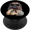 Vintage Retro Knitting Cute Lover Women Filato quadrato per uncinetto, motivo: carlino, per amanti dell'uncinetto PopSockets PopGrip Adesivo