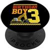 Matching Aesthetic Birthday Boy Merch Co Tema del bulldozer del camion della costruzione del ragazzo di compleanno di 3 anni PopSockets PopGrip Adesivo