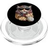 Vintage Retro Knitting Cute Lover Women Maine Coon Cat Granny Square Crochet Yarn Crochet Lover PopSockets PopGrip per MagSafe
