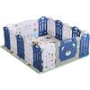 Aveainelle Box Bambini Pieghevole, Recinto per Bambini e Neonato con Materassino, Centro Attività Cortile Giochi di Sicurezza Casa per Interni ed Esterni (BW 14+2)