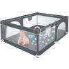 Homewell Parco per bambini sicuro, 120 x 160 cm, area giochi mit 2 accesso laterale con cerniera, barriera per bambini, borsa per il trasporto (grigio scuro)