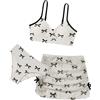 Happy Cherry Set bikini da bambina, 3 pezzi, costume da bagno con stampa con fiocco, gonna e spalline regolabili, costume da bagno per adolescenti e ragazzi da 8 a 14 anni, bianco, 10-11 Anni