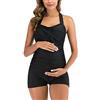 EastElegant - Costume da Bagno Intero Premaman, retrò, a Pantaloncino, Stile Canotta, Costume da Bagno a Pantaloncino da Indossare in Gravidanza,Nero, S