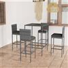 Vidaxl Set da Bar da Giardino 5 pz con Cuscini in Polyrattan Grigio