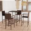 Vidaxl Set da Bar da Giardino 5 pz in Polyrattan Marrone