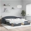 Vidaxl Divano Letto Estraibile Cassetti Grigio Scuro 100x200cm Velluto