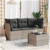 Vidaxl Set Divano da Giardino 4pz con Cuscini Grigio Chiaro Polyrattan