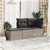 Vidaxl Set Divano da Giardino 3pz con Cuscini Grigio Chiaro Polyrattan