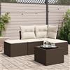 Vidaxl Set Divano da Giardino 5 pz con Cuscini Marrone in Polyrattan