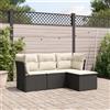 Vidaxl Set Divani da Giardino 4 pz con Cuscini Nero in Polyrattan