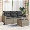 Vidaxl Set Divano da Giardino 4pz con Cuscini Grigio Chiaro Polyrattan