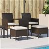 Vidaxl Divano Giardino 2Posti con Tavolo e Sgabelli Marrone Polyrattan