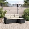 Vidaxl Set Divani da Giardino 4 pz con Cuscini Nero in Polyrattan