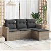 Vidaxl Set Divani da Giardino 4 pz con Cuscini in Polyrattan Grigio