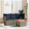 Vidaxl Set Divani da Giardino 4 pz con Cuscini Grigio in Polyrattan