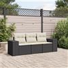 Vidaxl Set Divani da Giardino 3 pz con Cuscini in Polyrattan Nero