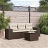 Vidaxl Set Divano da Giardino 4 pz con Cuscini Marrone in Polyrattan