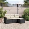 Vidaxl Set Divani da Giardino 4 pz con Cuscini Nero in Polyrattan