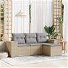 Vidaxl Set Divano da Giardino 4 pz con Cuscini Beige in Polyrattan
