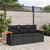 Vidaxl Set Divani da Giardino 3 pz con Cuscini in Polyrattan Nero