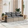 Vidaxl Set Divani da Giardino 3 pz con Cuscini Grigio in Polyrattan