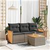 Vidaxl Set Divani da Giardino 4 pz con Cuscini in Polyrattan Grigio
