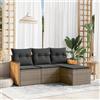 Vidaxl Set Divani da Giardino 4 pz con Cuscini in Polyrattan Grigio