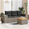 Vidaxl Set Divani da Giardino 4 pz con Cuscini in Polyrattan Grigio