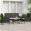 Vidaxl Set Divani da Giardino 4 pz con Cuscini Nero in Polyrattan