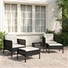 Vidaxl Set Divani da Giardino 5 pz con Cuscini Nero in Polyrattan