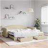 Vidaxl Divano Letto Estraibile con Cassetti Crema 100x200cm in Tessuto