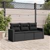 Vidaxl Set Divani da Giardino 3 pz con Cuscini in Polyrattan Nero