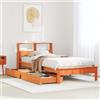 Vidaxl Letto Libreria senza Materasso Marrone Cera 75x190 cm in Pino