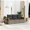 Vidaxl Set Divani da Giardino 3 pz con Cuscini Grigio in Polyrattan