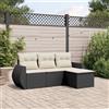 Vidaxl Set Divani da Giardino 4 pz con Cuscini Nero in Polyrattan