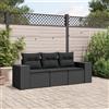 Vidaxl Set Divani da Giardino 3 pz con Cuscini in Polyrattan Nero