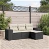 Vidaxl Set Divani da Giardino 4 pz con Cuscini Nero in Polyrattan