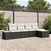 Vidaxl Set Divano da Giardino 5 pcs Nero e Crema polyrattan