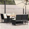 Vidaxl Set Divani da Giardino 3 pz con Cuscini in Polyrattan Nero