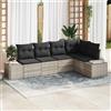 Vidaxl Set Divano da Giardino 5 pcs Grigio chiaro polyrattan